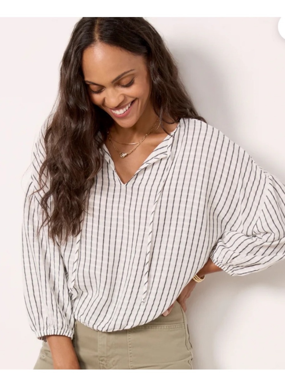 Cloth & Stone Stripe V-Neck Blouse